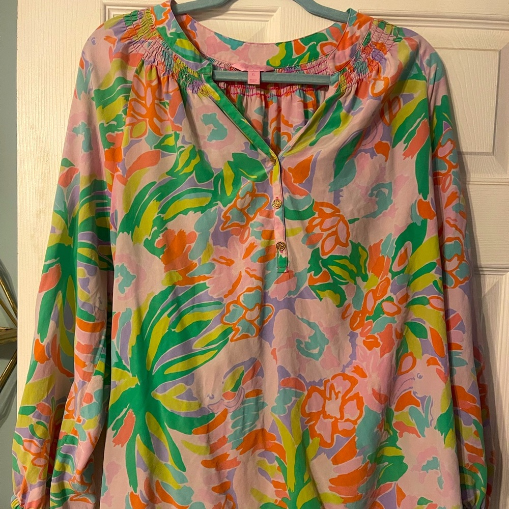 Lilly Pulitzer Elsa silk Top XL